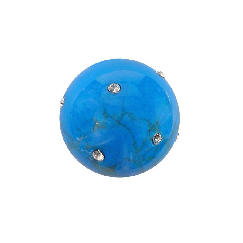 Pingente Bola com Zircônia, Howlita Azul, 18mm Pingente Bola com Zircônia, Howlita Azul, 18mm
