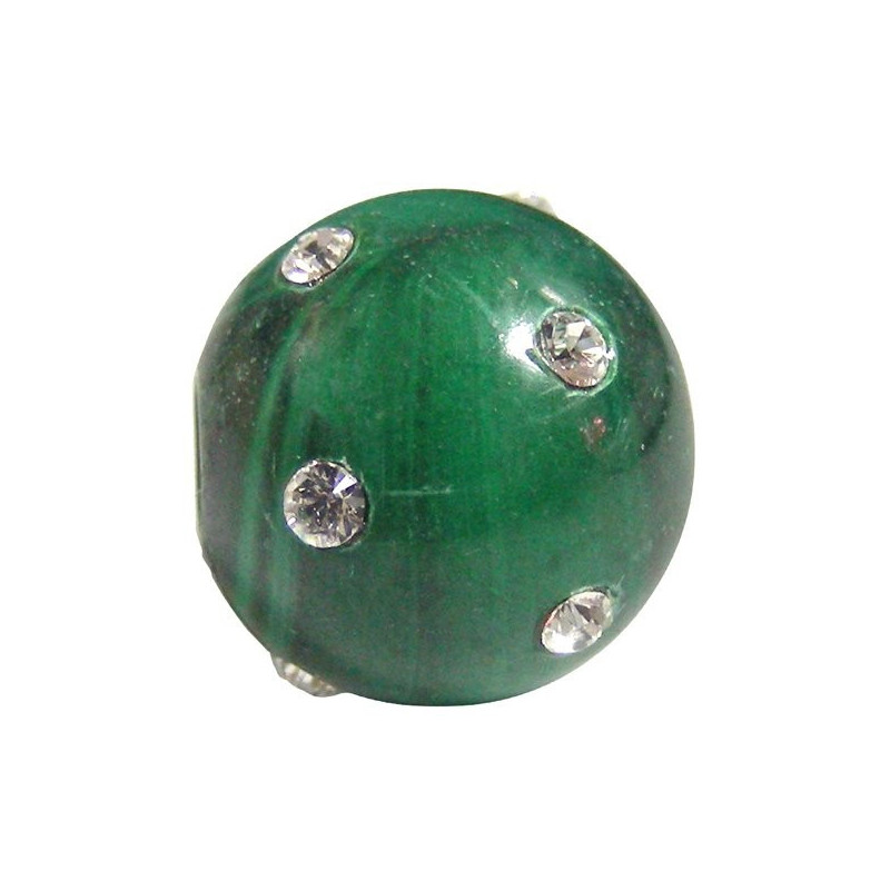 Colg bola con circonit, Malaquita, 12mm Colg bola con circonit, Malaquita, 12mm