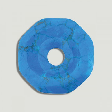 Pingente Mineral Donut Octagonal. Modelo Howlita Azul