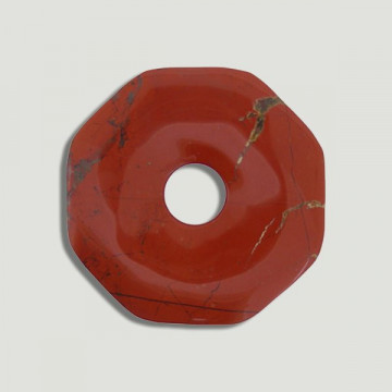 Colgante Donut octagonal. 50mm. Jaspe Rojo