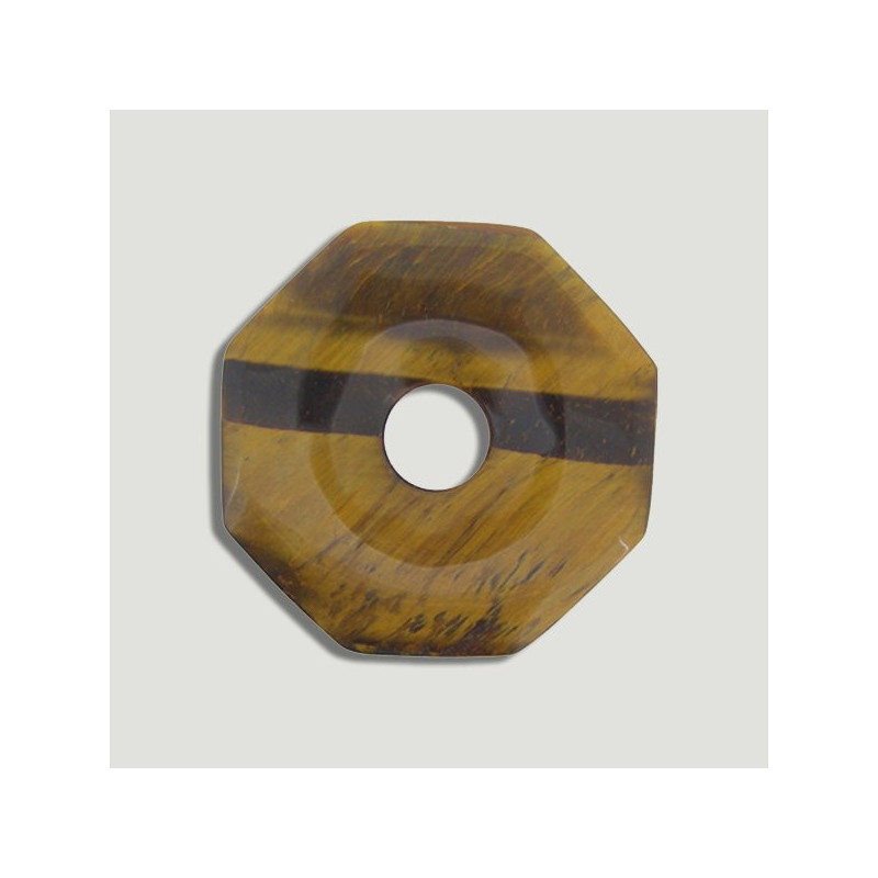 Pingente Mineral Donut Octagonal. Modelo Olho de Tigre Pingente Mineral Donut Octagonal. Modelo Olho de Tigre