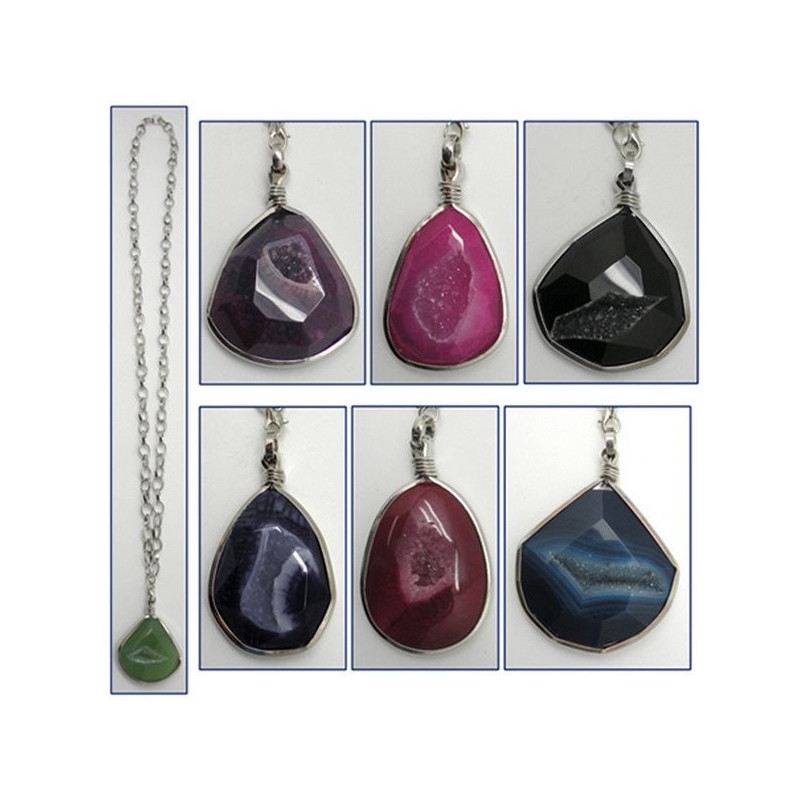 Colgante metal agata geoda colores surtidos con ca Colgante metal agata geoda colores surtidos con ca