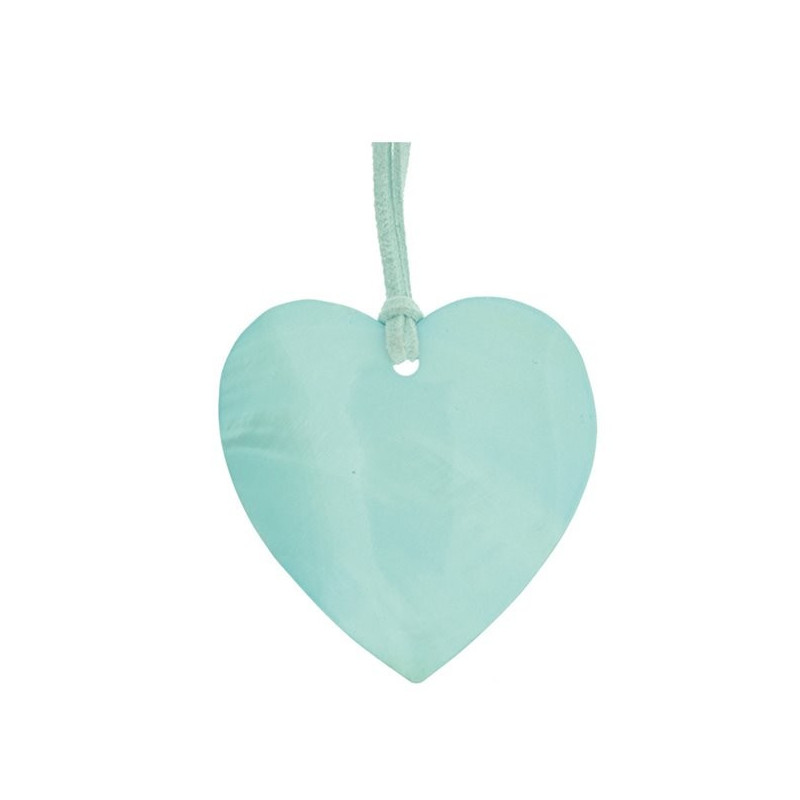 Colg nacar cordon cuero Corazon azul Colg nacar cordon cuero Corazon azul
