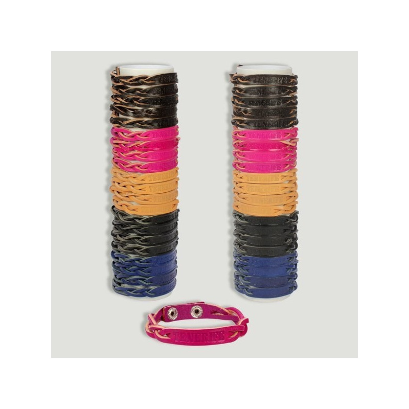 Pulsera piel Tenerife. Modelo 2 trenzas Pulsera piel Tenerife. Modelo 2 trenzas