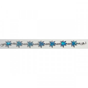 Pulsera abalón azul hoja canabis