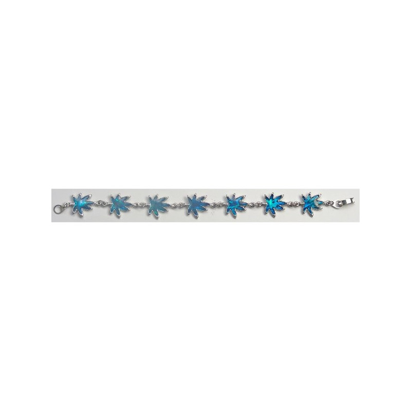 Pulsera abalón azul hoja canabis Pulsera abalón azul hoja canabis