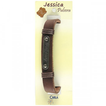 Pulsera cuero nombre mod 01 Jessica