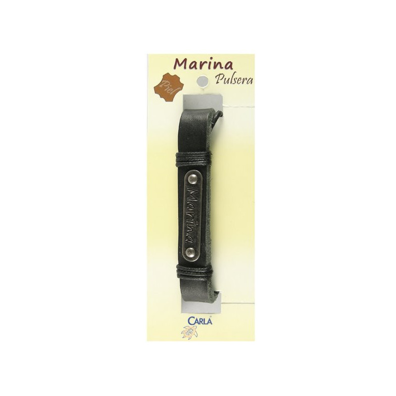 Pulsera cuero nombre mod 01 Marina Pulsera cuero nombre mod 01 Marina
