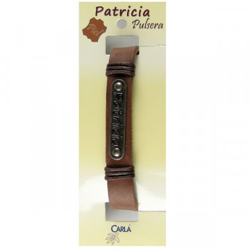 Pulsera cuero nombre mod 01 Patricia