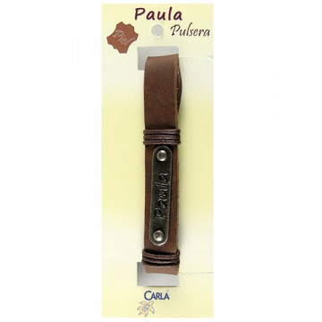 Pulsera cuero nombre mod 01 Paula