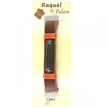 Pulsera cuero nombre mod 01 Raquel