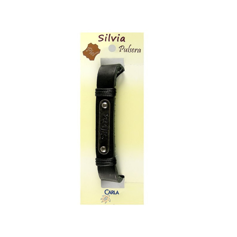 Pulsera cuero nombre mod 01 Silvia Pulsera cuero nombre mod 01 Silvia