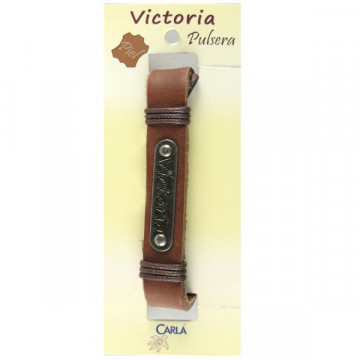 Pulsera cuero nombre mod 01 Victoria