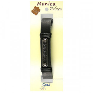 Pulsera cuero nombre, mod 01, Monica