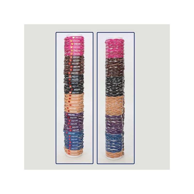 Pulsera piel BARCELONA 2 trenzas. Tubo Largo Pulsera piel BARCELONA 2 trenzas. Tubo Largo