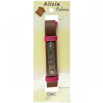 Pulsera cuero nombre mod 01 Alicia