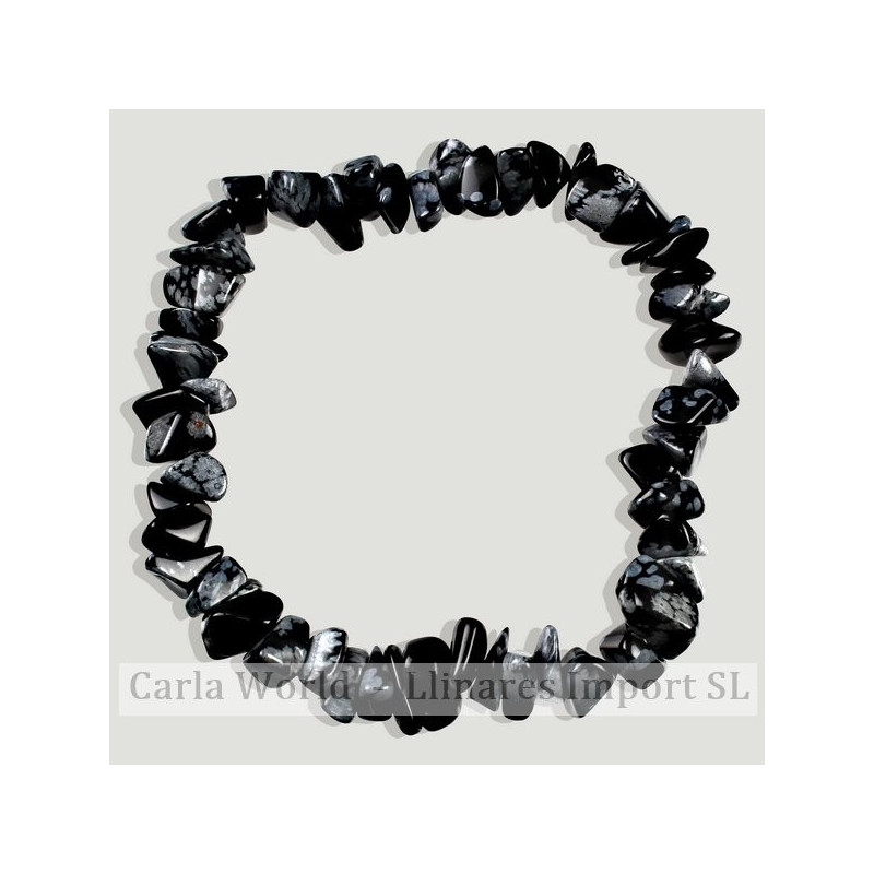Pulsera chip elástica Obsidiana nevada Pulsera chip elástica Obsidiana nevada