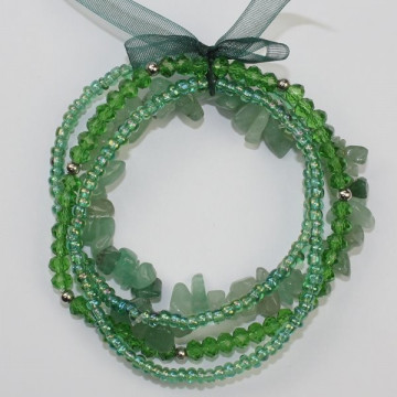 Pulseira Pedras Cristal Aventurina Verde. 4 Voltas