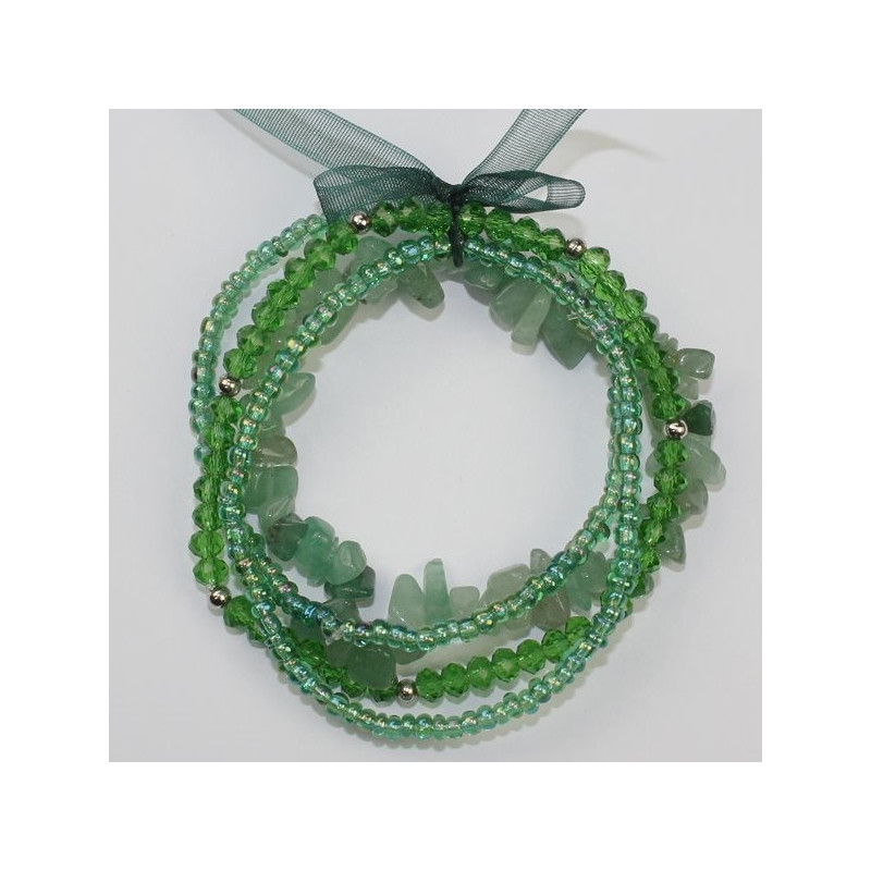 Pulsera Chip cristal Aventurina verde . 4 vueltas Pulsera Chip cristal Aventurina verde . 4 vueltas