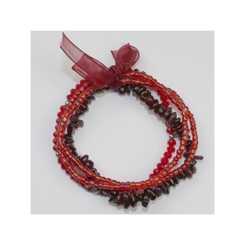 Pulsera Chip cristal Granate . 4 vueltas Pulsera Chip cristal Granate . 4 vueltas