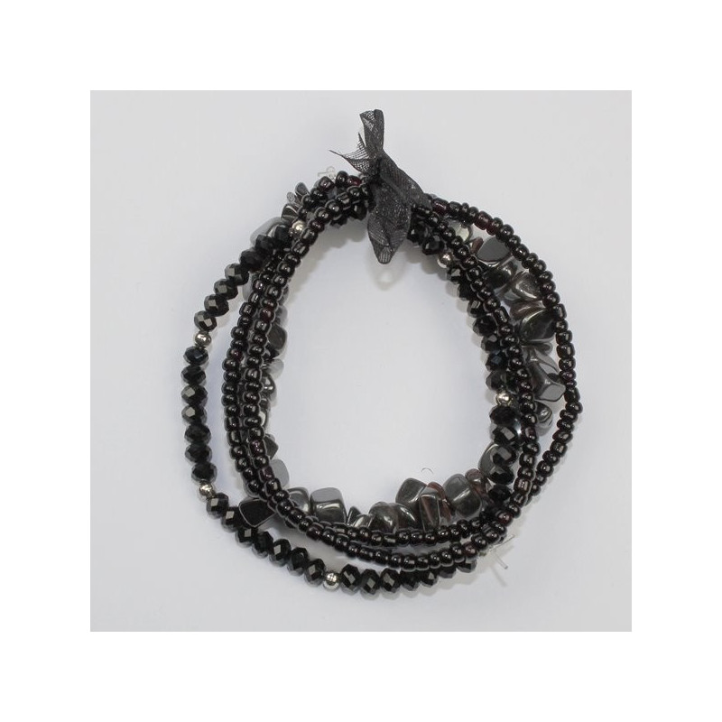Pulsera Chip cristal Hematites . 4 vueltas Pulsera Chip cristal Hematites . 4 vueltas