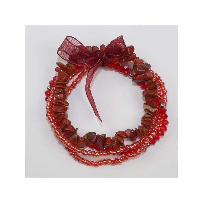 Pulsera Chip cristal Jaspe rojo . 4 vueltas Pulsera Chip cristal Jaspe rojo . 4 vueltas