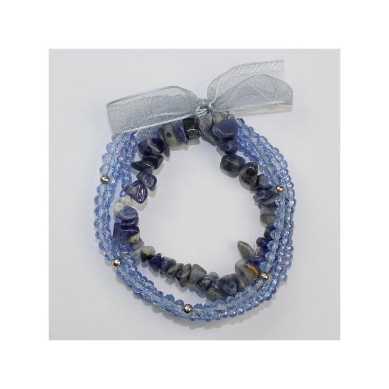 Pulsera Chip cristal Sodalita . 4 vueltas Pulsera Chip cristal Sodalita . 4 vueltas