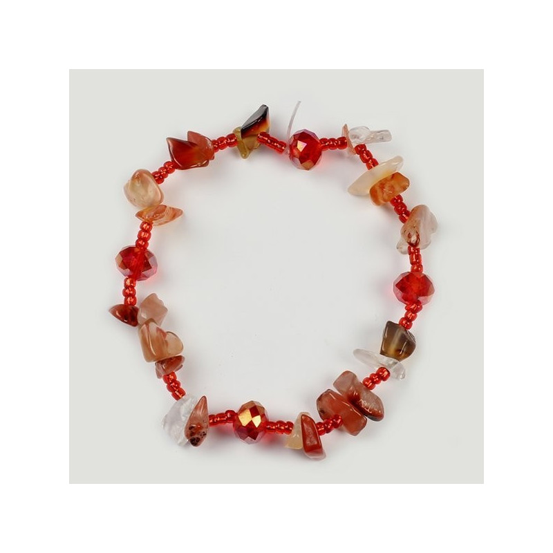 Pulsera Chip Cristal y Agata cornalina Pulsera Chip Cristal y Agata cornalina