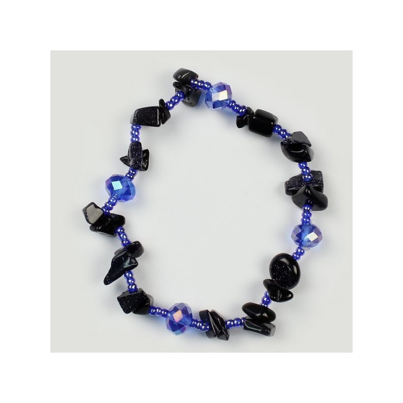 Pulsera Chip Cristal y Aventurina Oro azul Pulsera Chip Cristal y Aventurina Oro azul