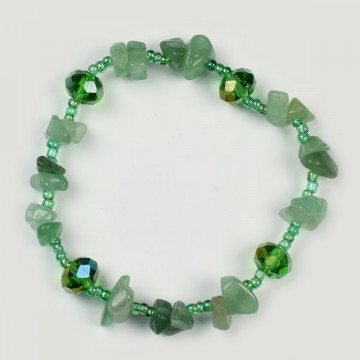 Pulseira Pedras Cristal e Aventurina Verde