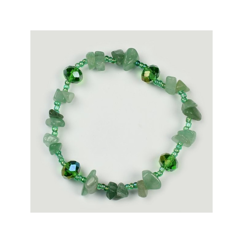 Pulsera Chip Cristal y Aventurina verde Pulsera Chip Cristal y Aventurina verde