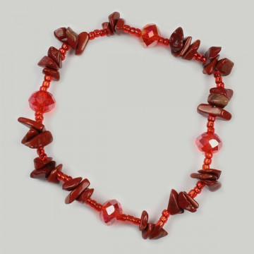 Pulsera Chip Cristal y Jaspe rojo