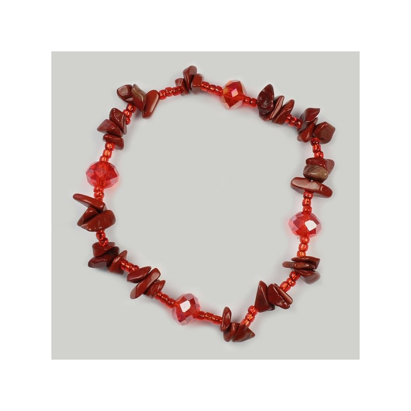 Pulsera Chip Cristal y Jaspe rojo Pulsera Chip Cristal y Jaspe rojo
