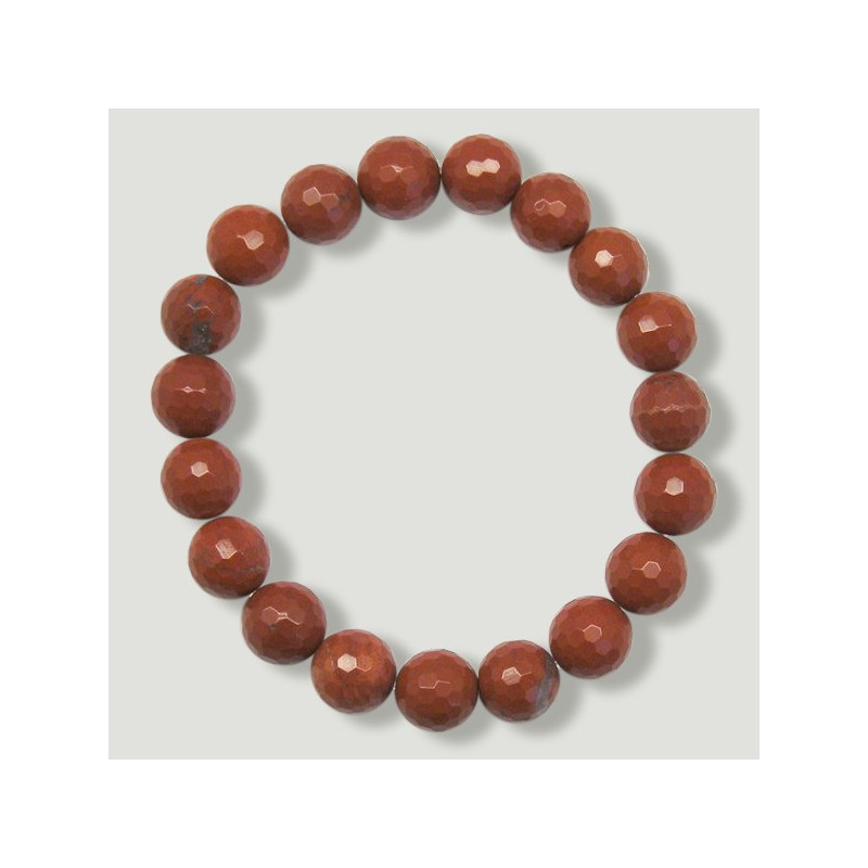 Pulsera elastica bola facetada Jaspe Rojo 10mm Pulsera elastica bola facetada Jaspe Rojo 10mm