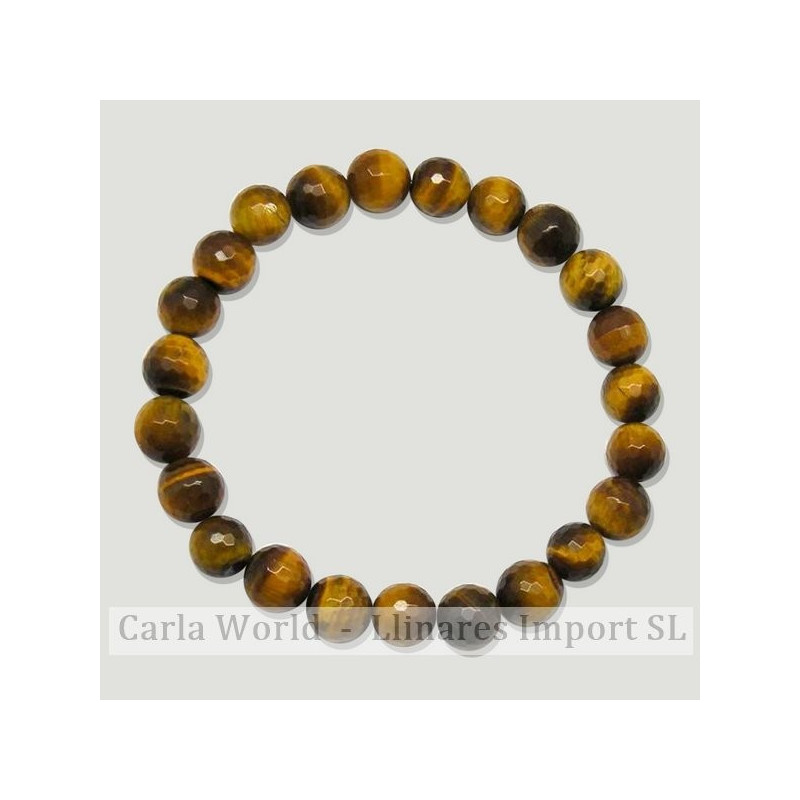 Pulsera elastica bola facetada Ojo de Tigre 8mm Pulsera elastica bola facetada Ojo de Tigre 8mm