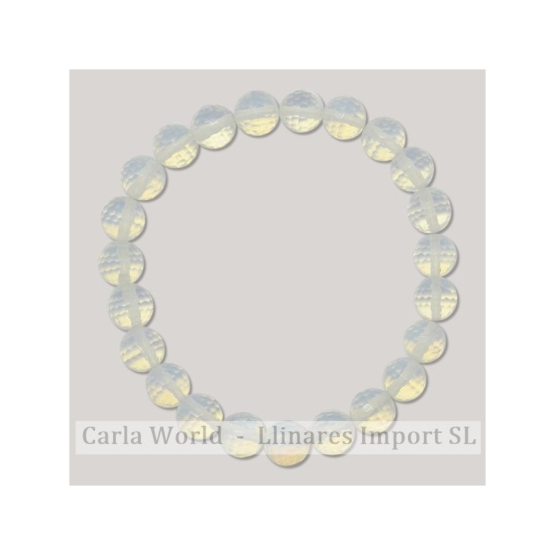 Pulsera elastica bola facetada Opalino 8mm Pulsera elastica bola facetada Opalino 8mm