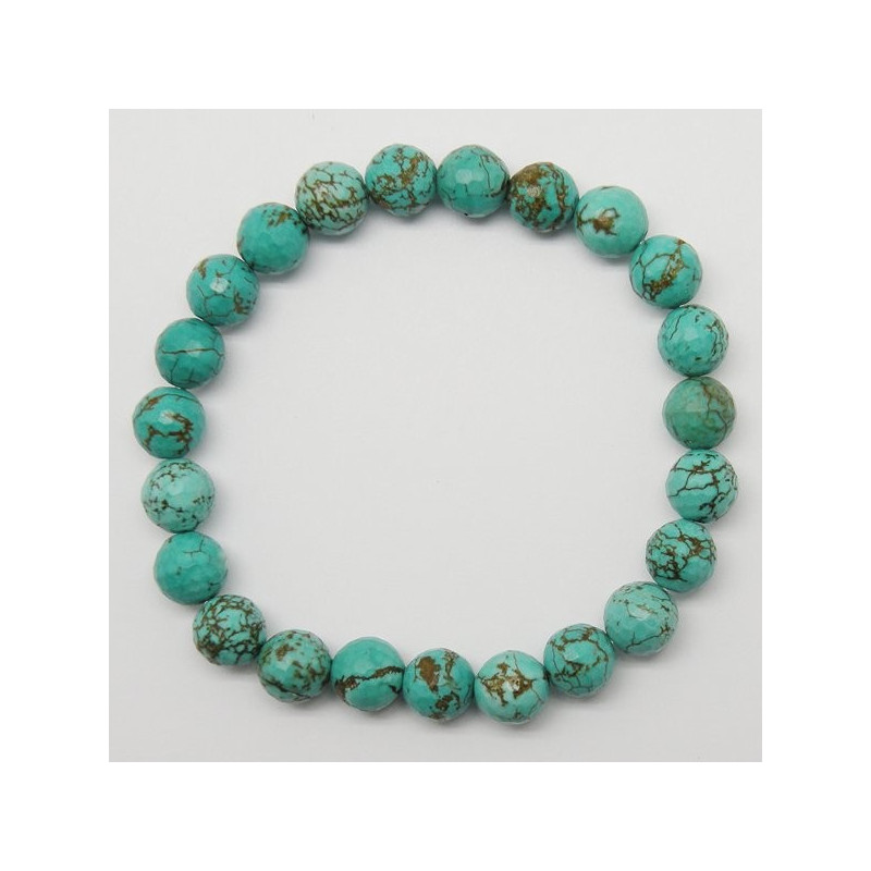 Pulsera elastica bola facetada Magnesita Turquesa 8mm Pulsera elastica bola facetada Magnesita Turquesa 8mm