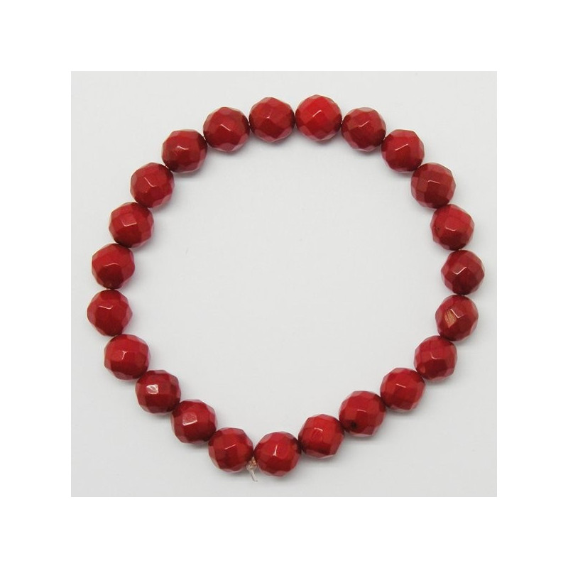 Pulsera elastica bola facetado Bambu rojo 8mm Pulsera elastica bola facetado Bambu rojo 8mm