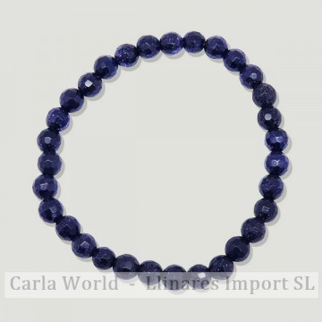 Pulsera elastica de bola facetada Aventurina oro a