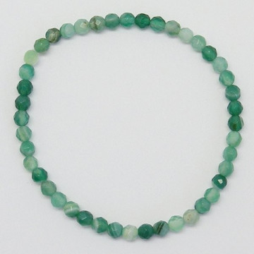 Pulsera elástica bola facetada Agata verde 4mm