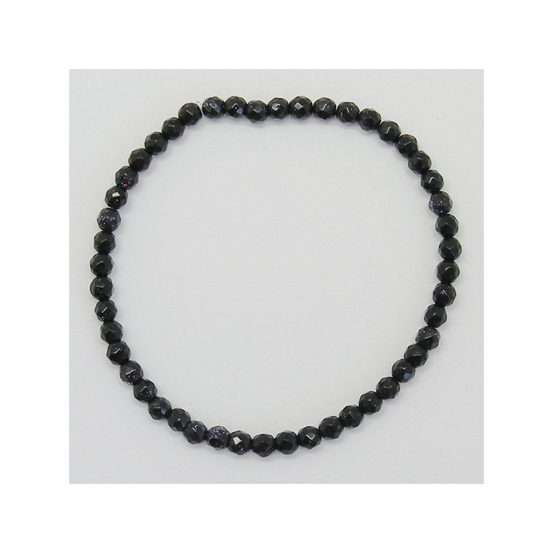 Pulsera elástica bola facetada Aventurina Oro Azul Pulsera elástica bola facetada Aventurina Oro Azul