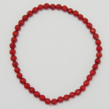 Pulseira Elástica Bola Facetada Coral Bambu 4mm