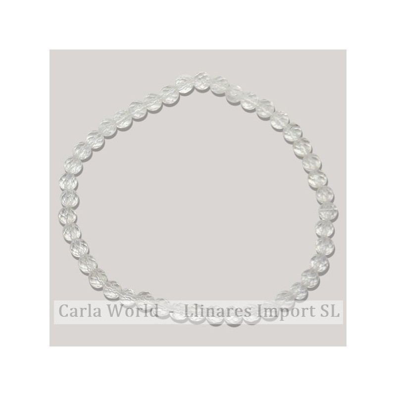 Pulsera elástica bola facetada Cristal roca 4mm Pulsera elástica bola facetada Cristal roca 4mm