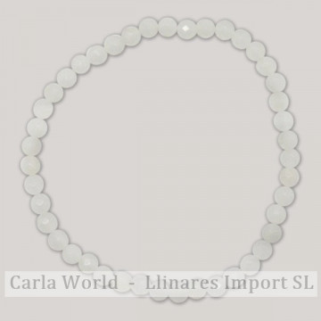 Pulsera elástica bola facetada Jade lechoso 4mm