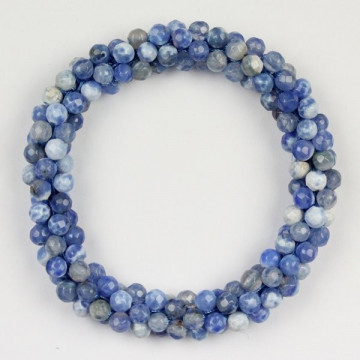 Pulseira Mineral Várias Bolas. Ágata Fogo Azul