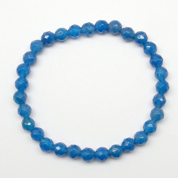 Pulseira Elástica Bola Facetada Ágata Azul 6mm