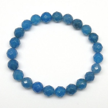 Pulsera elastica bola facetada Agata Azul 8mm