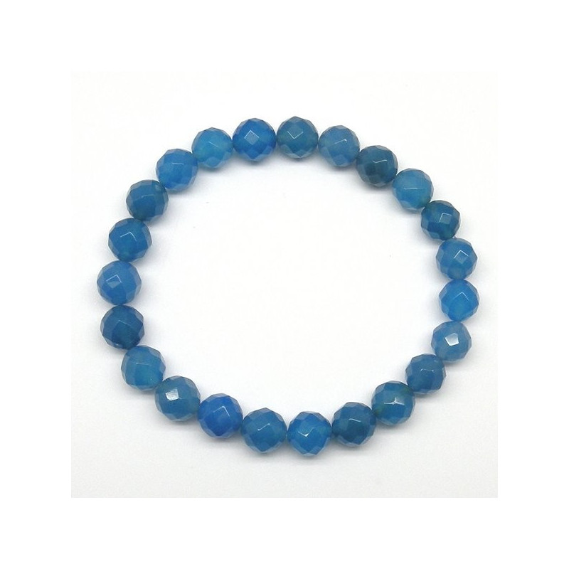 Pulsera elastica bola facetada Agata Azul 8mm Pulsera elastica bola facetada Agata Azul 8mm