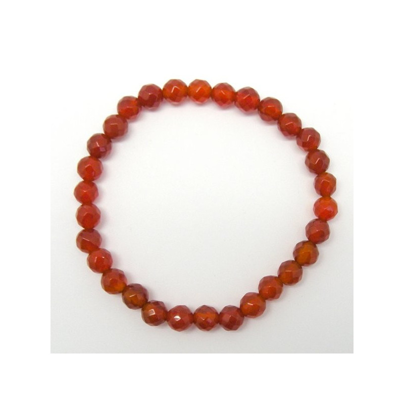 Pulsera elastica bola facetada Agata Cornalina 6mm Pulsera elastica bola facetada Agata Cornalina 6mm