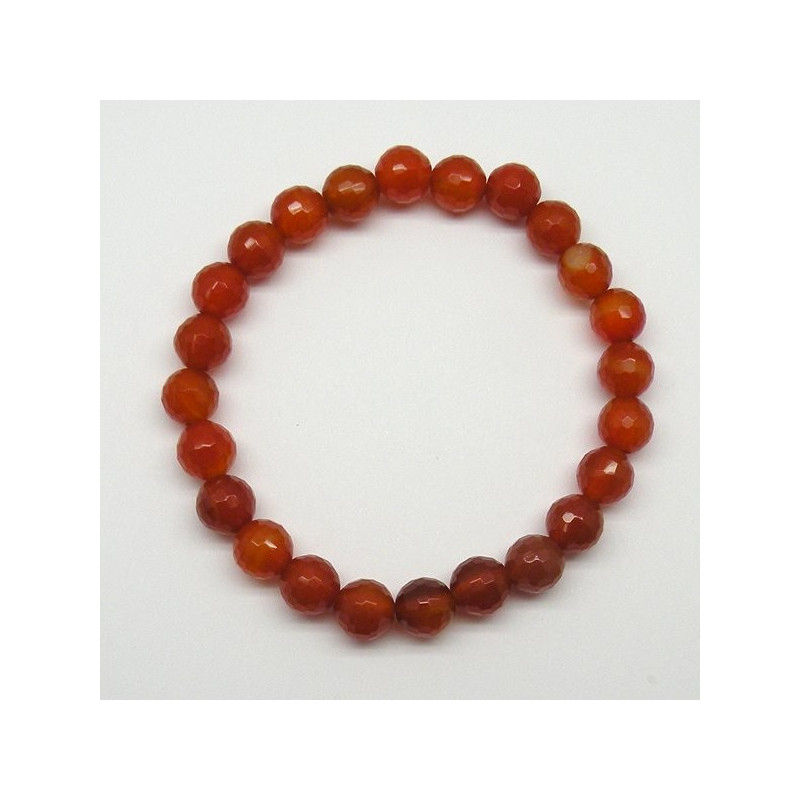 Pulsera elastica bola facetada Agata Cornalina 8mm Pulsera elastica bola facetada Agata Cornalina 8mm